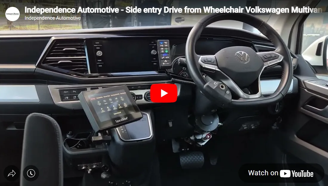 Interior of a modified Volkswagen Multivan with touch screen controls